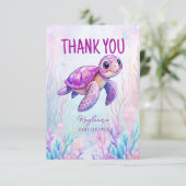 海の下でカートルピンク紫の赤ちゃんシャワー サンキューカード (スタンド正面)