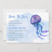 海の下でキュートなクラゲの赤ちゃんシャワー 招待状 (正面)