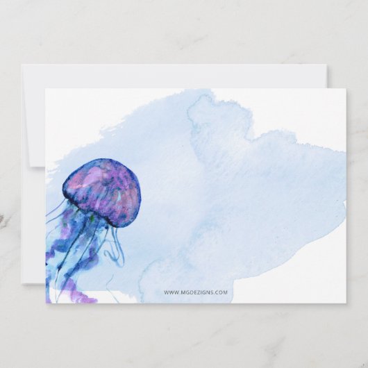 海の下でキュートなクラゲの赤ちゃんシャワー 招待状 (裏面)
