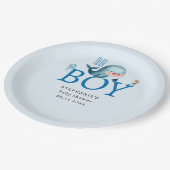 海の下でクジラの水色ボーイベビーシャワーブルー ペーパープレート (アングル)