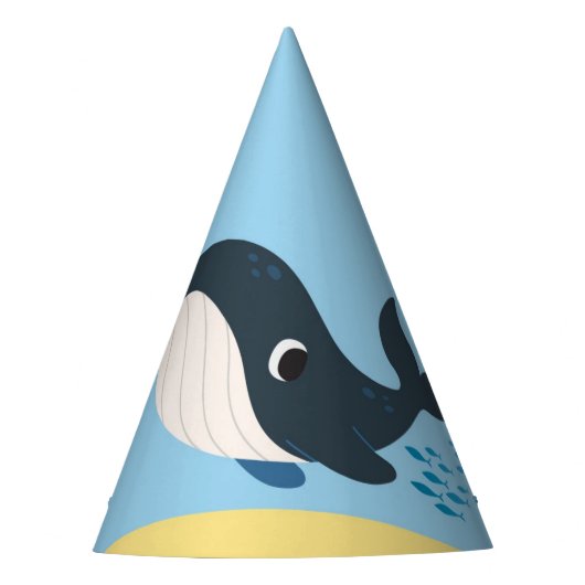 海の下でクジラの男の子の誕生日 パーティーハット (正面)