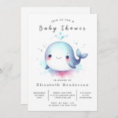 海の下でクジラの赤ちゃんシャワー 招待状 (正面/裏面)