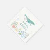 海の下でクジラ1歳の誕生日 スタンダードカクテルナプキン (角)