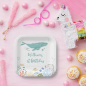 海の下でクジラ1歳の誕生日 ペーパープレート (パーティー)