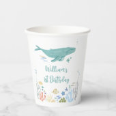 海の下でクジラ1歳の誕生日 紙コップ (正面)