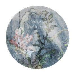 海の下でクラゲのサンゴの水色 カッティングボード