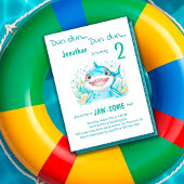 海の下でサメ任意の年齢の誕生日パーティー 招待状