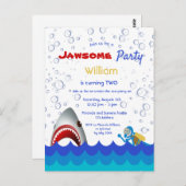 海の下でシャークの第2の誕生日パーティの招待状 ポストカード (正面/裏面)