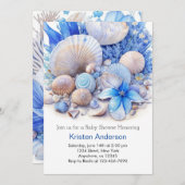 海の下でシーシェルの至福の男の子の赤ちゃんシャワー 招待状 (正面/裏面)