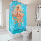 海の下でタコのカラフルの泡をパーソナライズ シャワーカーテン (インサイチュ)
