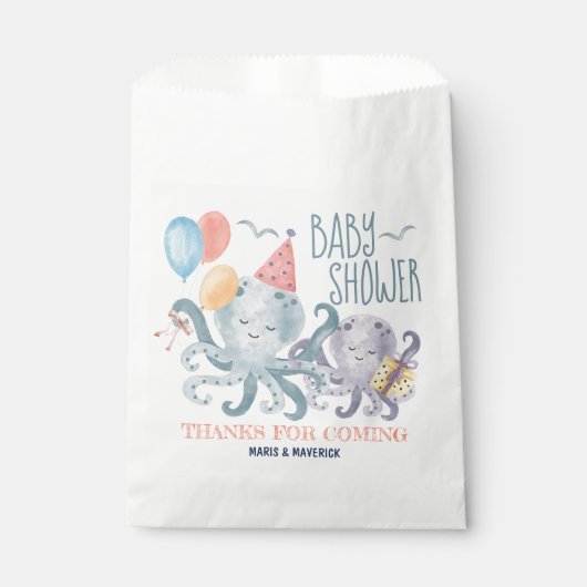 海の下でタコの赤ちゃんシャワーありがとう フェイバーバッグ (正面)