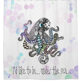 海の下でタコをドードルの泡で シャワーカーテン