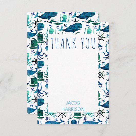 海の下でタコ海航海の産ありがとう サンキューカード (正面/裏面)