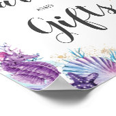 海の下でターコイズ紫ピンクカード&ギフト ポスター (角)