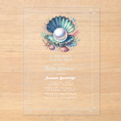海の下でテーマリトルパール赤ちゃんシャワー アクリル招待状 (正面)