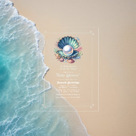 海の下でテーマリトルパール赤ちゃんシャワー アクリル招待状