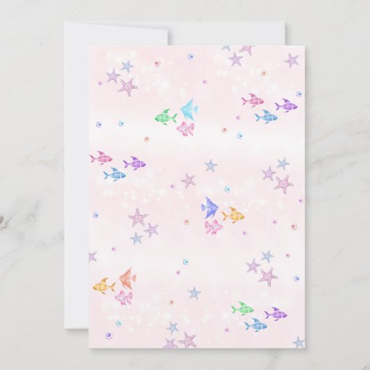 海の下でパーティー人魚の誕生日パーティー 招待状 (裏面)