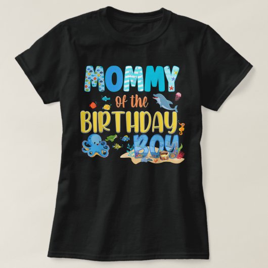 海の下でパーティー誕生日魚の水族館の動物 Tシャツ (デザイン正面)