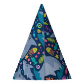 海の下でヒレ味のサメの誕生日パーティーの子供 パーティーハット (裏面)