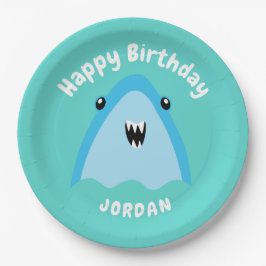 海の下でヒレ味のサメの誕生日パーティーの子供 ペーパープレート