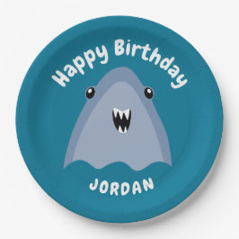 海の下でヒレ味のサメの誕生日パーティーの子供 ペーパープレート