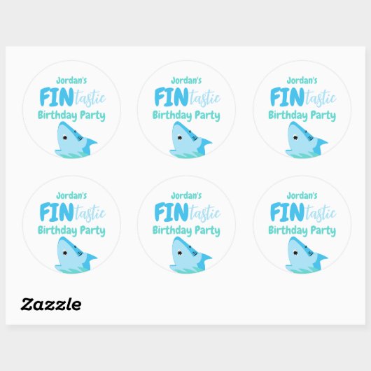 海の下でヒレ味のサメの誕生日パーティーの子供 ラウンドシール (シート)