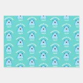 海の下でヒレ味のサメの誕生日パーティーの子供 ラッピングペーパーシート (正面3)