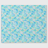 海の下でヒレ味のサメの誕生日パーティーの子供 ラッピングペーパー (フラット)