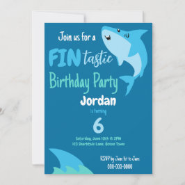 海の下でヒレ味のサメの誕生日パーティーの子供 招待状