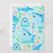 海の下でヒレ味のサメの誕生日パーティーの子供 招待状 (裏面)