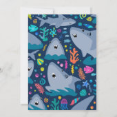 海の下でヒレ味のサメの誕生日パーティーの子供 招待状 (裏面)