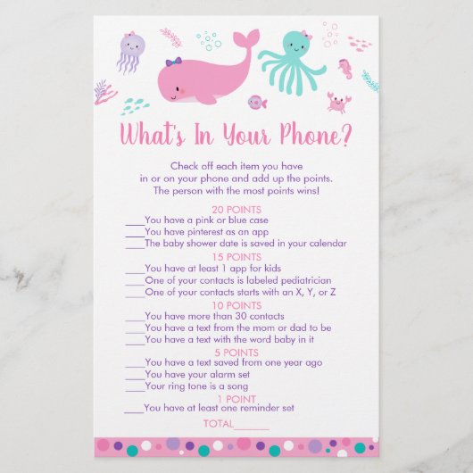 海の下でピンクあなたの電話ゲームの中に何がある (正面)