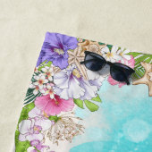 海の下でピンクと紫の人魚（ブルネット） B ビーチタオル (インサイチュ)