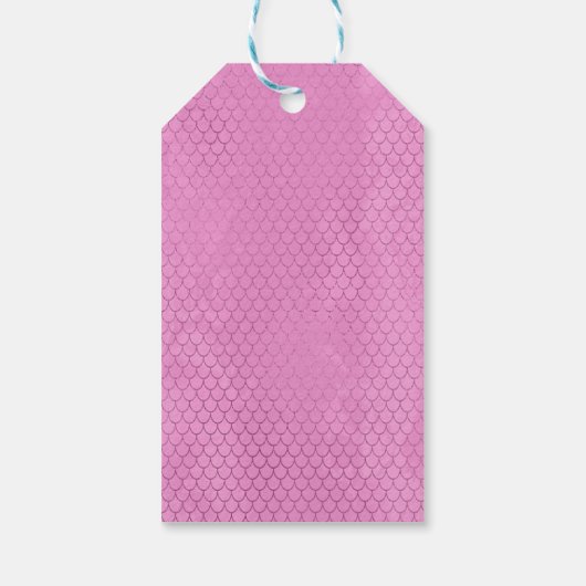 海の下でピンクと紫の人魚(赤毛) ギフトタグ (裏面)