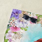 海の下でピンクと紫の人魚（赤毛） ビーチタオル (インサイチュ)