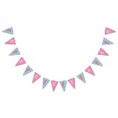 海の下でピンクと青のモノグラムの海馬 バンティングフラッグ (全)