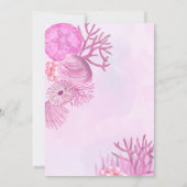 海の下でピンクのフォトガール1st誕生日パーティー 招待状 (裏面)