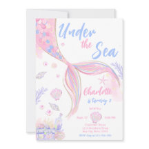 海の下でピンクの人魚の誕生日パーティー
