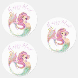 海の下でピンクの人魚の赤ちゃんシャワー ラベル