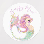 海の下でピンクの人魚の赤ちゃんシャワー ラベル (デザイン1)