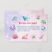 海の下でピンクの赤ちゃんシャワー本ベビー エンクロージャーカード (正面/裏面)