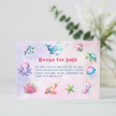 海の下でピンクの赤ちゃんシャワー本ベビー エンクロージャーカード (スタンド正面)