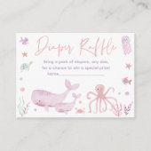 海の下でピンク赤ちゃんシャワーおむつラッフル エンクロージャーカード (正面)