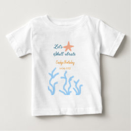 海の下でブルーの誕生日をお祝いしよう ベビーTシャツ
