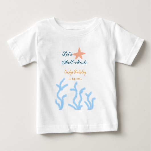 海の下でブルーの誕生日をお祝いしよう ベビーTシャツ (正面)