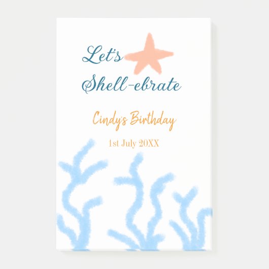 海の下でブルーの誕生日をお祝いしよう ポストイット (正面)