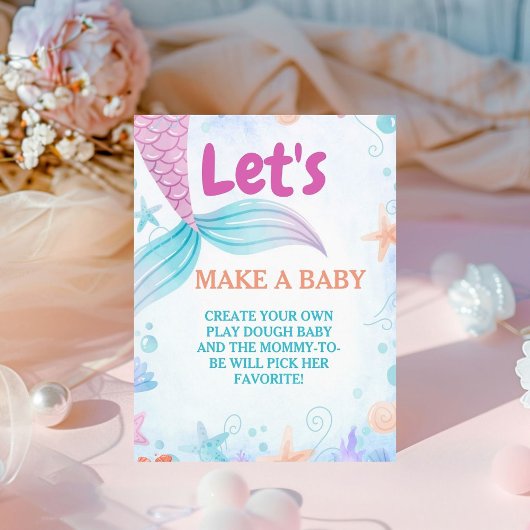 海の下でベビーの赤ちゃんシャワーゲームのサインを作る 台座サイン