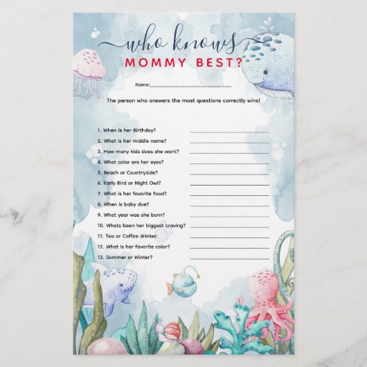 海の下でママを知っている最高の赤んだシャワー (正面)