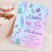 海の下でマーメイドの最初の誕生日パーティー 招待状