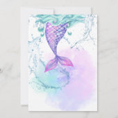 海の下でマーメイドの最初の誕生日マーメイドパーティー 招待状 (裏面)